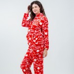 Wholesale super Soft Fleece Merry Christmas Santa Hooded Pajama Set Front Pouch