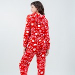 Wholesale super Soft Fleece Merry Christmas Santa Hooded Pajama Set Front Pouch