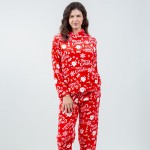 Wholesale super Soft Fleece Merry Christmas Santa Hooded Pajama Set Front Pouch