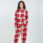 Wholesale super Soft Fleece Plaid Moose Hooded Pajama Set Front Pouch Pocket Ins