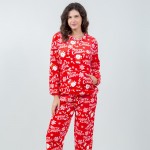 Wholesale super Soft Fleece Merry Christmas Santa Pajama Set Front Pouch Pocket