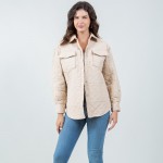 Wholesale light Weight Quilted Shacket Collar Pack Snap Button Closure Two Snap