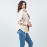 Wholesale light Weight Quilted Shacket Collar Pack Snap Button Closure Two Snap
