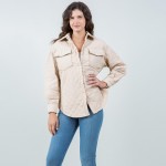 Wholesale light Weight Quilted Shacket Collar Pack Snap Button Closure Two Snap