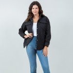 Wholesale light Weight Quilted Shacket Collar Pack Snap Button Closure Two Snap