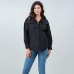 Wholesale light Weight Quilted Shacket Collar Pack Snap Button Closure Two Snap