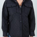 Wholesale light Weight Quilted Shacket Collar Pack Snap Button Closure Two Snap