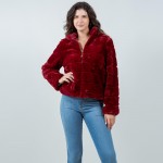 Wholesale tiered Faux Fur Jacket Collar Full Zipper Closure Front Pockets Elasti