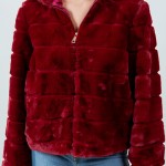 Wholesale tiered Faux Fur Jacket Collar Full Zipper Closure Front Pockets Elasti