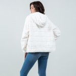 Wholesale tiered Faux Fur Jacket Hood Full Zipper Closure Front Pockets Elastic