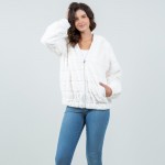 Wholesale tiered Faux Fur Jacket Hood Full Zipper Closure Front Pockets Elastic