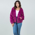 Tiered Faux Fur Jacket With Hood

- Full Zipper Closure
- Front Pockets 
- Elastic Waist
- Satin Lined 
- 100% Polyester 

