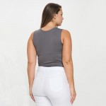 Wholesale women s Plus Reversible Low Neckline Seamless Tank Fitted Self Fabric