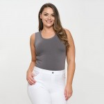 Wholesale women s Plus Reversible Low Neckline Seamless Tank Fitted Self Fabric