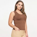 Wholesale women s Plus Reversible Low Neckline Seamless Tank Fitted Self Fabric