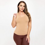 Wholesale women s Plus Reversible Low Neckline Seamless Tank Fitted Self Fabric