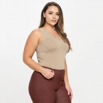 Wholesale women s Plus Reversible Low Neckline Seamless Tank Fitted Self Fabric