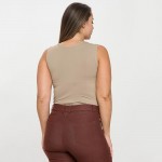 Wholesale women s Plus Reversible Low Neckline Seamless Tank Fitted Self Fabric