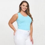 Wholesale women s Plus Reversible Low Neckline Seamless Tank Fitted Self Fabric