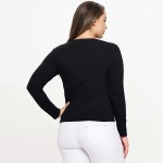 Wholesale plus Long Sleeve Ribbed V Neck Top Pack Relaxed Fitted Silhouette Two