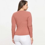 Wholesale plus Long Sleeve Ribbed V Neck Top Pack Relaxed Fitted Silhouette Two