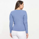 Wholesale plus Long Sleeve Ribbed V Neck Top Pack Relaxed Fitted Silhouette Two