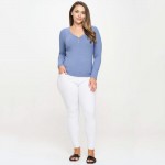Wholesale plus Long Sleeve Ribbed V Neck Top Pack Relaxed Fitted Silhouette Two