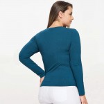 Wholesale plus Long Sleeve Ribbed V Neck Top Pack Relaxed Fitted Silhouette Two