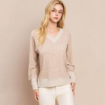 Wholesale women s Ultra Soft Long Sleeve V Neck Pull pack V Neckline Raglan Slee