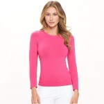 Wholesale women s Seamless Round Neck Long Sleeve Top Crew Neckline Seamless Con
