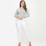 Wholesale women s Seamless Round Neck Long Sleeve Top Crew Neckline Seamless Con
