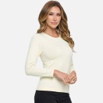 Wholesale women s Seamless Round Neck Long Sleeve Top Crew Neckline Seamless Con