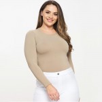 Wholesale women s Seamless Round Neck Long Sleeve Top Crew Neckline Seamless Con