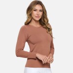 Wholesale women s Seamless Round Neck Long Sleeve Top Crew Neckline Seamless Con