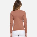 Wholesale women s Seamless Round Neck Long Sleeve Top Crew Neckline Seamless Con