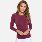 Wholesale women s Seamless Round Neck Long Sleeve Top Crew Neckline Seamless Con