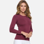 Wholesale women s Seamless Round Neck Long Sleeve Top Crew Neckline Seamless Con