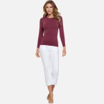 Wholesale women s Seamless Round Neck Long Sleeve Top Crew Neckline Seamless Con