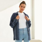 Wholesale women s Corduroy Button Up Shacket Pack Collar Button Breast Pockets D