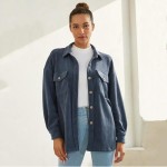 Wholesale women s Corduroy Button Up Shacket Pack Collar Button Breast Pockets D