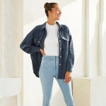 Wholesale women s Corduroy Button Up Shacket Pack Collar Button Breast Pockets D