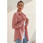 Wholesale women s Corduroy Button Up Shacket Pack Collar Button Breast Pockets D
