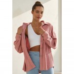 Wholesale women s Corduroy Button Up Shacket Pack Collar Button Breast Pockets D