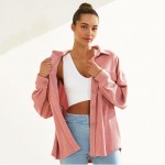 Wholesale women s Corduroy Button Up Shacket Pack Collar Button Breast Pockets D
