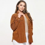 Wholesale women s Plus Corduroy Button Up Shacket Pack Collar Two Breast Pockets