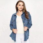 Wholesale women s Plus Corduroy Button Up Shacket Pack Collar Two Breast Pockets