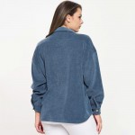 Wholesale women s Plus Corduroy Button Up Shacket Pack Collar Two Breast Pockets