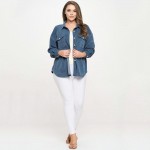 Wholesale women s Plus Corduroy Button Up Shacket Pack Collar Two Breast Pockets