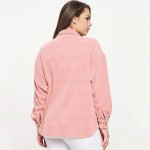 Wholesale women s Plus Corduroy Button Up Shacket Pack Collar Two Breast Pockets