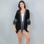 Wholesale lightweight Kimono Aztec Stitch Detail Fringe Sleeves One Fits Most Po